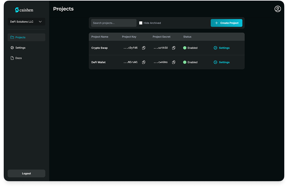 Caishen Dashboard